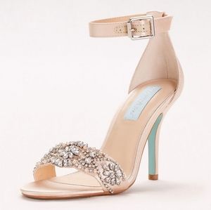 Embellished High Heel Sandals with Ankle Strap BLUE BY BETSEY JOHNSON 12w